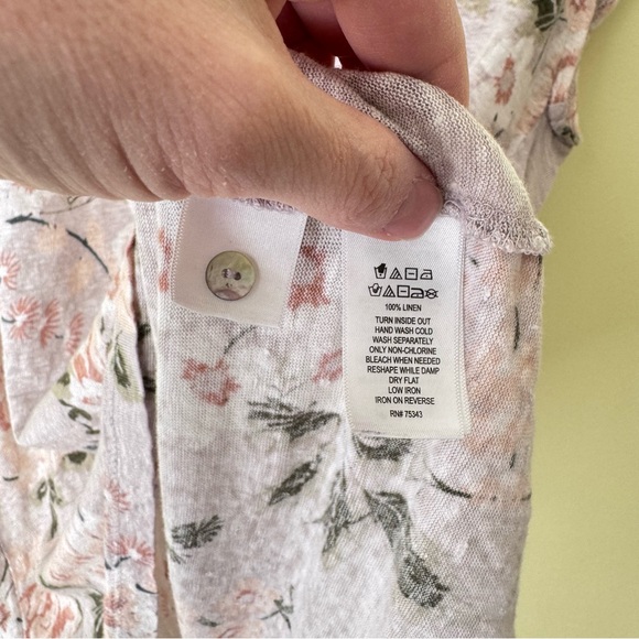 Rachel Ashwell Women’s S Linen Blouse Floral Print Gray Button Back Shabby Chic - Picture 6 of 6